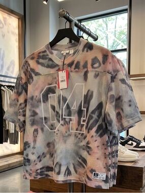 NWT BLDG4 Turf Knit Short Sleeve V Neck Shirt Tie Dye